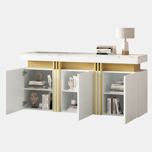 Aparador de painel de partículas com 3 portas,branco