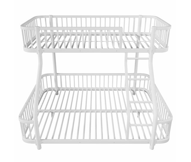 Litera 90 x 200 cm y 140 x 200 cm - estructura metálica, barandilla de seguridad, escalera, sin colchón - blanco
