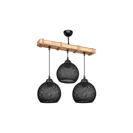 Candeeiro suspenso Fiona E27 Preto Natural 50x20x63 cm