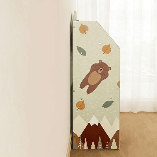 AIYAPLAY Estante Infantil para Brinquedos com Gavetas de Tecido e Prateleiras Abertas, Design de Ursinhos, Organizador para Quarto, Sala de Brincadeiras ou Creche, Verde