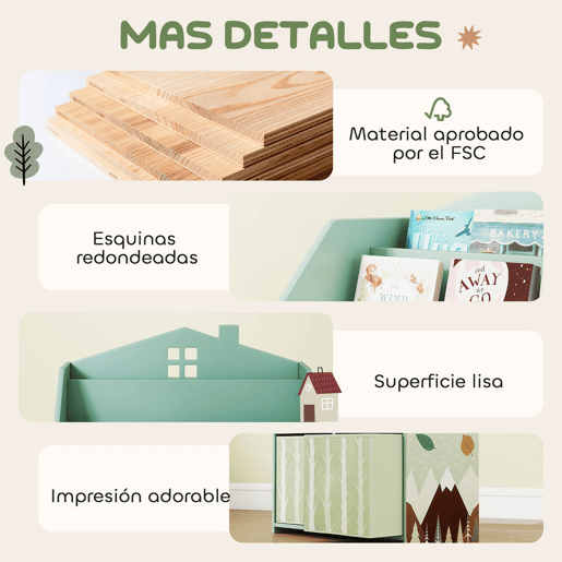 AIYAPLAY Estante Infantil para Brinquedos com Gavetas de Tecido e Prateleiras Abertas, Design de Ursinhos, Organizador para Quarto, Sala de Brincadeiras ou Creche, Verde