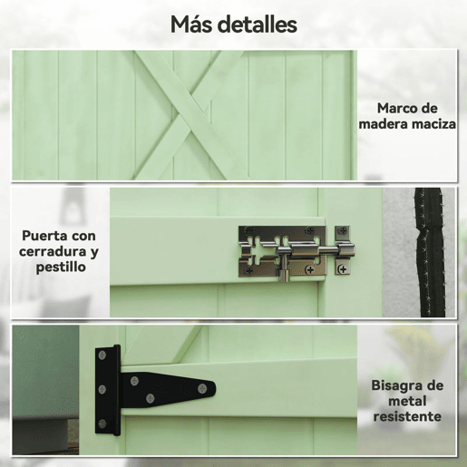 Outsunny Armário de Jardim em Madeira 75x56x115 cm Armário para Exterior com 3 Prateleiras, Porta com Trinco e Telhado de Asfalto Verde