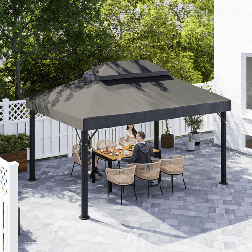 Outsunny Teto de Substituição para Pérgola, 4x3 m, Cobertura de Substituição com Teto Duplo, Orifícios de Drenagem e UPF30+, Tecido Oxford 600D Impermeável, APENAS Cobertura de Substituição para Pavilhão Gazebo, Cinzento