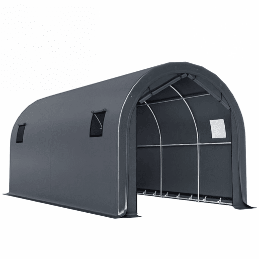Outsunny Tenda Garagem Portátil 3x6 m Garagem Exterior Resistente com Porta Enrolável e 4 Janelas Estrutura de Metal Galvanizado UPF 30+ Abrigo de Armazenamento Branco