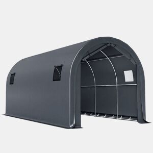 Outsunny Tenda Garagem Portátil 3x6 m Garagem Exterior Resistente com Porta Enrolável e 4 Janelas Estrutura de Metal Galvanizado UPF 30+ Abrigo de Armazenamento Branco