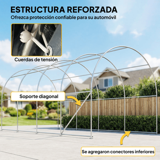 Outsunny Tenda Garagem Portátil 3x6 m Garagem Exterior Resistente com Porta Enrolável e 4 Janelas Estrutura de Metal Galvanizado UPF 30+ Abrigo de Armazenamento Branco