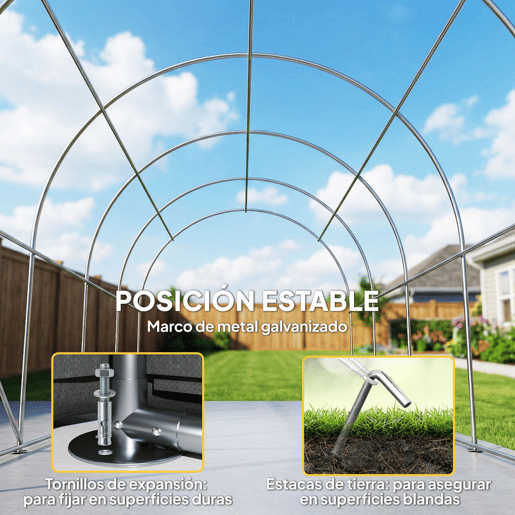 Outsunny Tenda Garagem Portátil 3x6 m Garagem Exterior Resistente com Porta Enrolável e 4 Janelas Estrutura de Metal Galvanizado UPF 30+ Abrigo de Armazenamento Branco