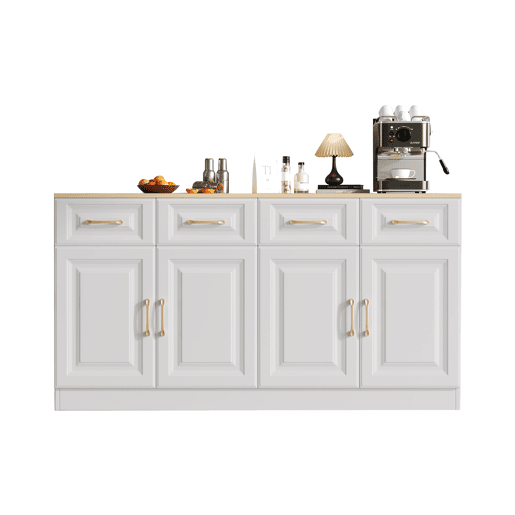 Aparador de painel de partÃculas com 4 portas e 4 gavetas,branco Aparador de painel de partÃculas com 4 portas e 4 gavetas,branco