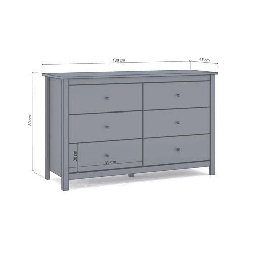 Cómoda Sail 6 gavetas Verde Salvia 130 x 80 x 45 cm Cómoda Sail 6 gavetas Verde Salvia 130 x 80 x 45 cm