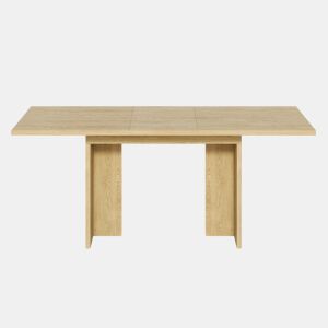 Mesa de jantar extensível, 140180x80 cm - Para 6-8 pessoas, forma retangular, tampo espesso, estilo simples - Carvalho