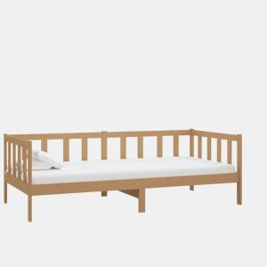 Sofá-cama, Sofá conversível com colchão 90x200 cm pinho maciço castanho mel