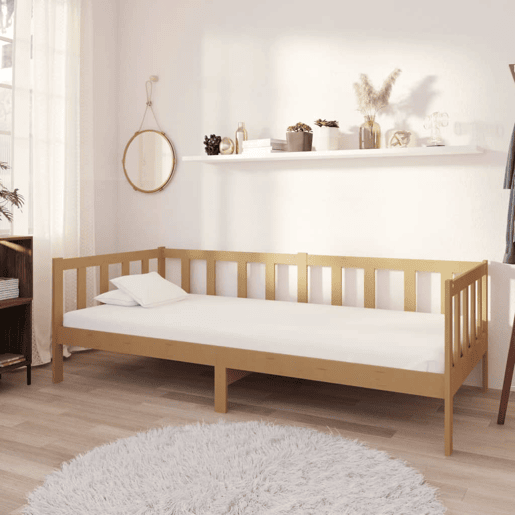 Sofá-cama, Sofá conversível com colchão 90x200 cm pinho maciço castanho mel