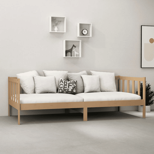 Sofá-cama, Sofá conversível com colchão 90x200 cm pinho maciço castanho mel