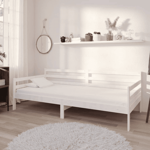 Sofá-cama, Sofá conversível com colchão 90x200 cm pinho maciço branco