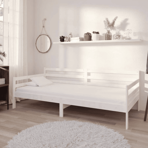 Sofá-cama, Sofá conversível com colchão 90x200 cm pinho maciço branco