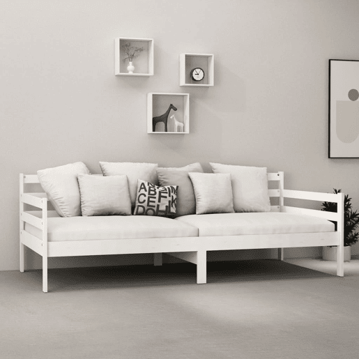 Sofá-cama, Sofá conversível com colchão 90x200 cm pinho maciço branco
