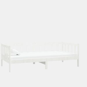 Sofá-cama, Sofá conversível com colchão 90x200 cm pinho maciço branco
