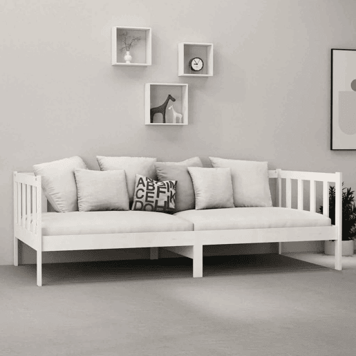 Sofá-cama, Sofá conversível com colchão 90x200 cm pinho maciço branco
