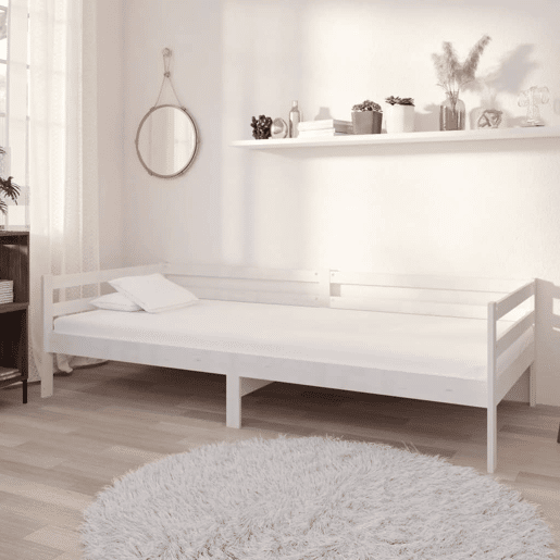 Sofá-cama, Sofá conversível com colchão 90x200 cm pinho maciço branco