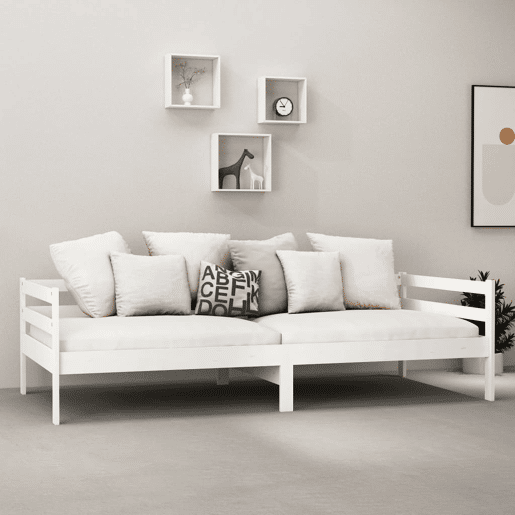 Sofá-cama, Sofá conversível com colchão 90x200 cm pinho maciço branco