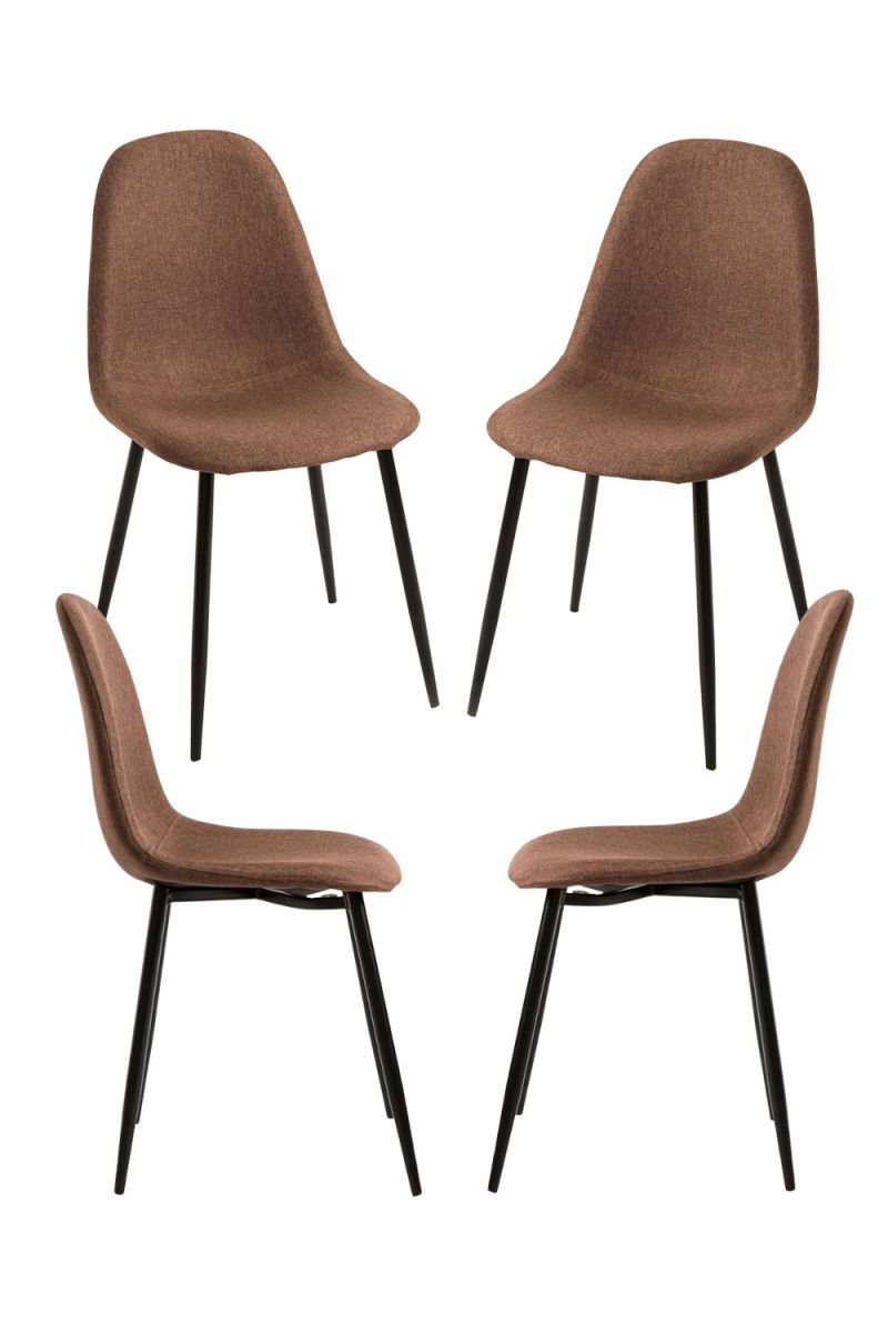 Pack 4 sillas black teok tela - marrón