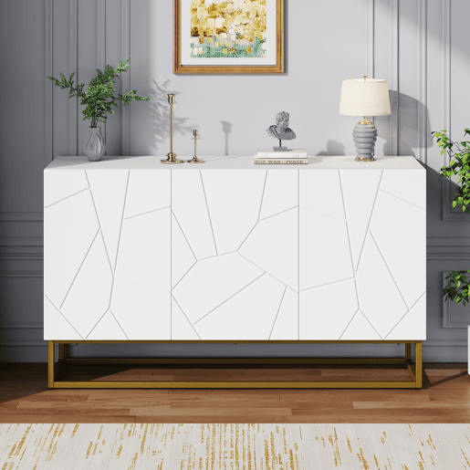 Aparador de painel de partículas com 3 portas,branco