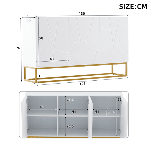Aparador de painel de partículas com 3 portas,branco