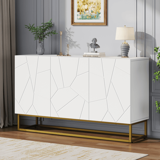 Aparador de painel de partículas com 3 portas,branco