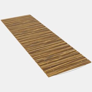 Outsunny Caminho de Ripas de Madeira 120x38 cm Enrolável para Exteriores Resistente às Intempéries, Decoração de Jardim para Praia, Casamento e Festa - Acabamento Carbonizado