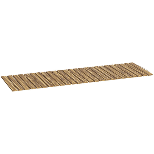 Outsunny Caminho de Ripas de Madeira 120x38 cm Enrolável para Exteriores Resistente às Intempéries, Decoração de Jardim para Praia, Casamento e Festa - Acabamento Carbonizado