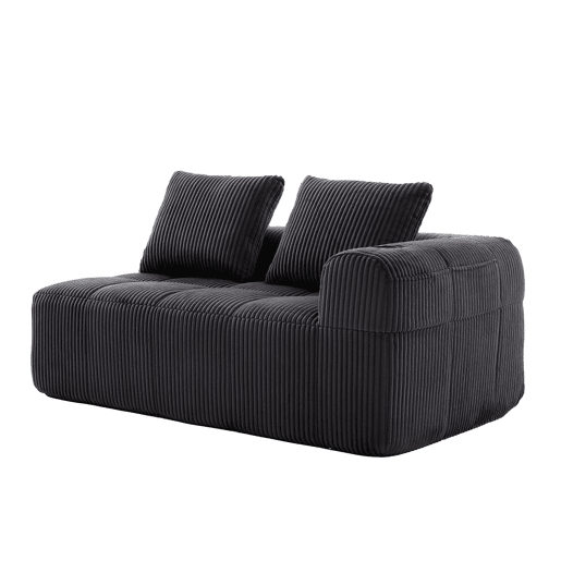 Sofá de 2 lugares - Confortável, com almofadas, bolso lateral e porta-copos - Cinza escuro