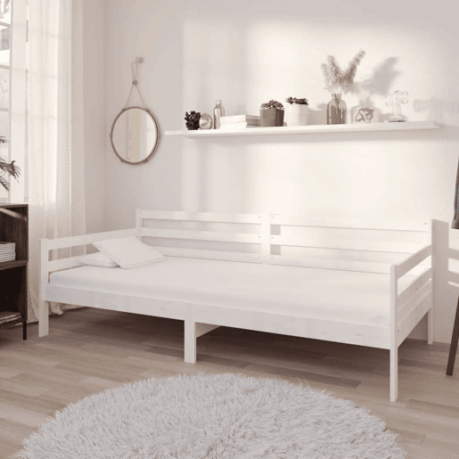 Sofá-cama, Sofá conversível com colchão 90x200 cm pinho maciço branco Sofá-cama, Sofá conversível com colchão 90x200 cm pinho maciço branco