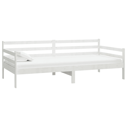 Sofá-cama, Sofá conversível com colchão 90x200 cm pinho maciço branco Sofá-cama, Sofá conversível com colchão 90x200 cm pinho maciço branco