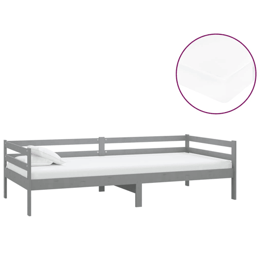 Sofá-cama, Sofá conversível com colchão 90x200 cm pinho maciço cinzento