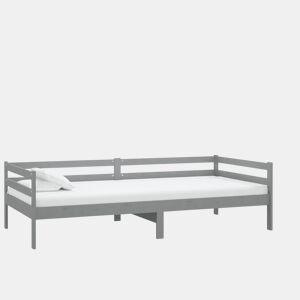 Sofá-cama, Sofá conversível com colchão 90x200 cm pinho maciço cinzento
