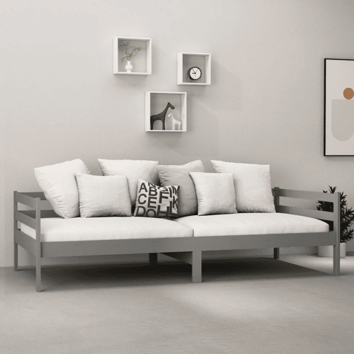 Sofá-cama, Sofá conversível com colchão 90x200 cm pinho maciço cinzento