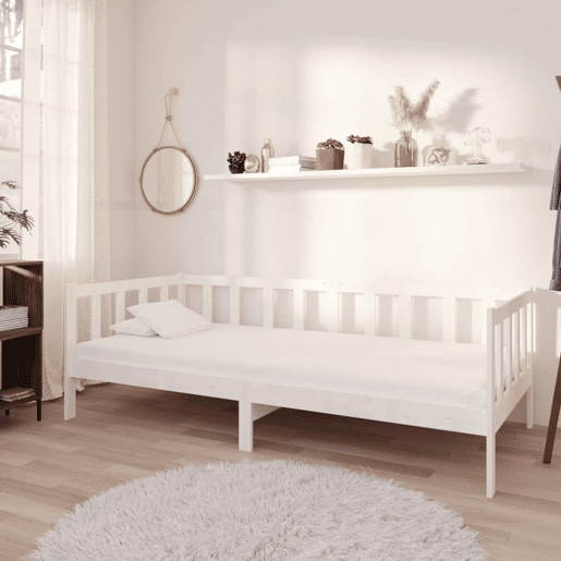 Sofá-cama, Sofá conversível com colchão 90x200 cm pinho maciço branco