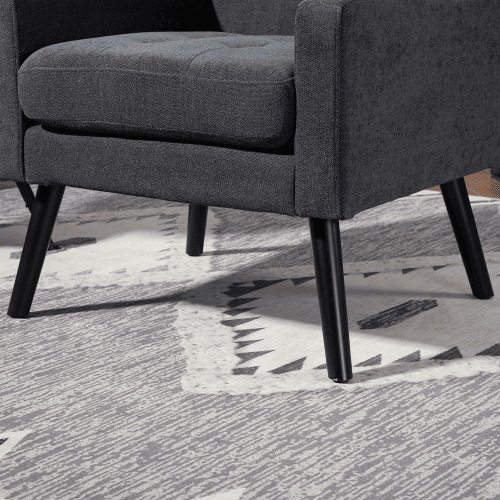 Conjunto de poltronas decorativas de 1 e 2 lugares - espuma de alta densidade, pernas de madeira - cinza escuro