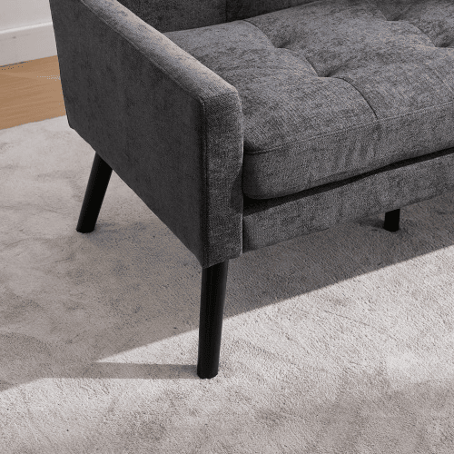 Conjunto de poltronas decorativas de 1 e 2 lugares - espuma de alta densidade, pernas de madeira - cinza escuro