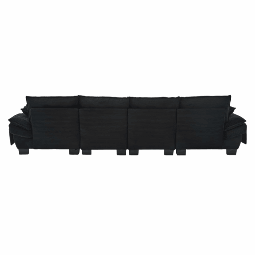 Sofá modular de 4 lugares - assento amplo, design ergonómico, espuma de alta densidade, porta USB-C e bolsos laterais - preto