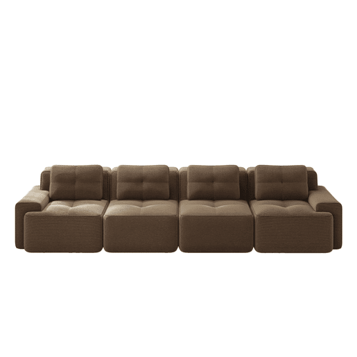 Sofá modular de 4 lugares - Estofamento confortável, assento profundo, antiderrapante - Castanho
