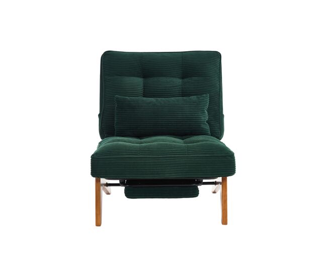 Sillón lounge ajustable tamaño compacto - sin respaldo con reposapiés y cojín lumbar - verde esmeralda