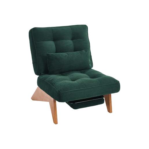 Poltrona lounge ajustável tamanho compacto - sem encosto com apoio para os pés e almofada lombar - verde esmeralda