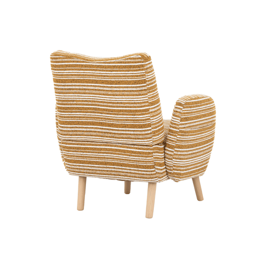 Poltrona individual 77x81 cm - Tecido com padrão de círculos, bolso lateral, pernas de madeira - Amarelo mostarda