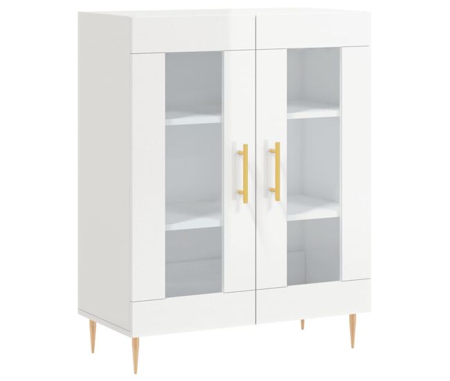 Aparador - mueble de almacenamiento de madera contrachapada blanco brillante 69,5x34x90 cm es2581