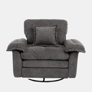 Poltrona individual Chenilla 360° - Giratória oversized com almofada de apoio - Cinza