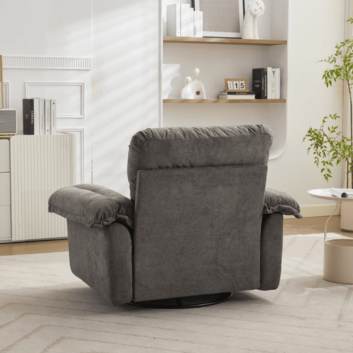 Poltrona individual Chenilla 360° - Giratória oversized com almofada de apoio - Cinza Poltrona individual Chenilla 360° - Giratória oversized com almofada de apoio - Cinza