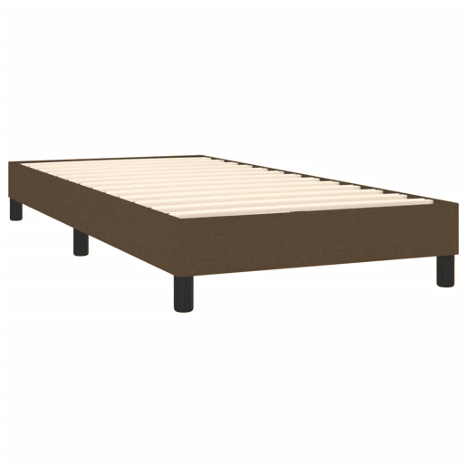 Estrutura de cama de solteiro para adultos com molas 90x200 cm tecido castanho-escuro