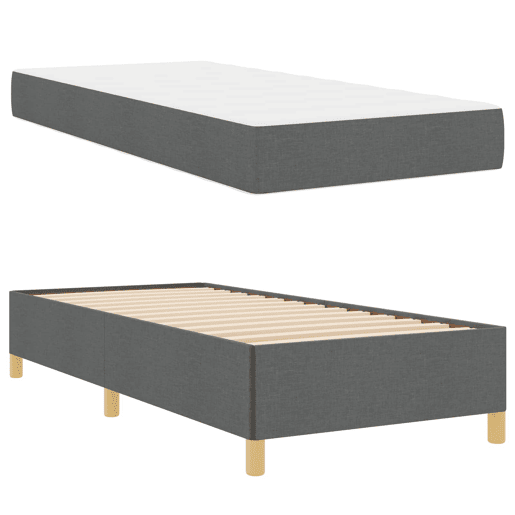 Estrutura de cama de solteiro para adultos com colchão - Cinza Escuro 100 x 200 cm tecido
