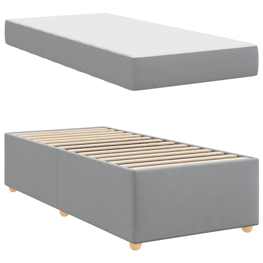 Estrutura de cama de solteiro Design com colchão Cinzento-claro 90 x 200 cm tecido